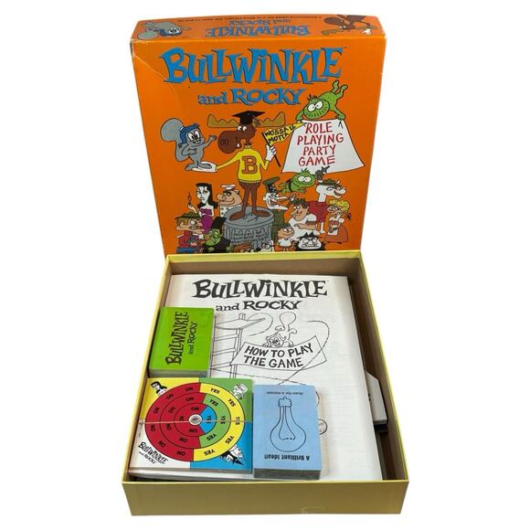 NOB Vintage 1988 "BULLWINKLE AND ROCKY Role Playing Party Game" SEALED OPEN BOX - Picture 9 of 16